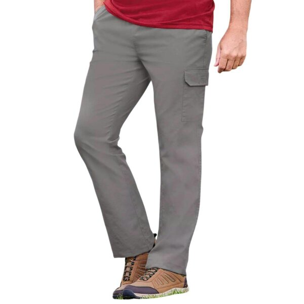 Atlas For Men Mens Elasticated Waist Cargo Trousers - Grey