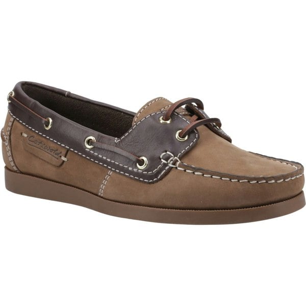 Cotswold Waterlane Leather Women's Taupe/Brown Boat Shoes