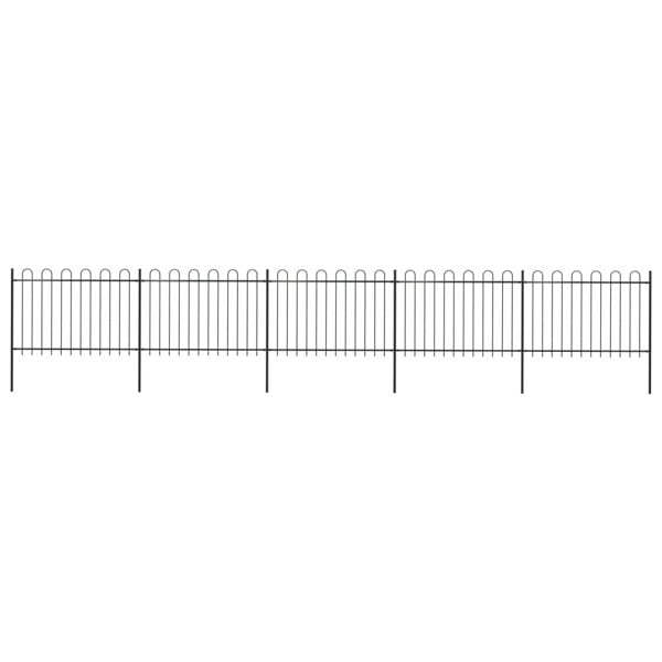 Berkfield Garden Fence with Hoop Top Steel 8.5x1.2 m Black