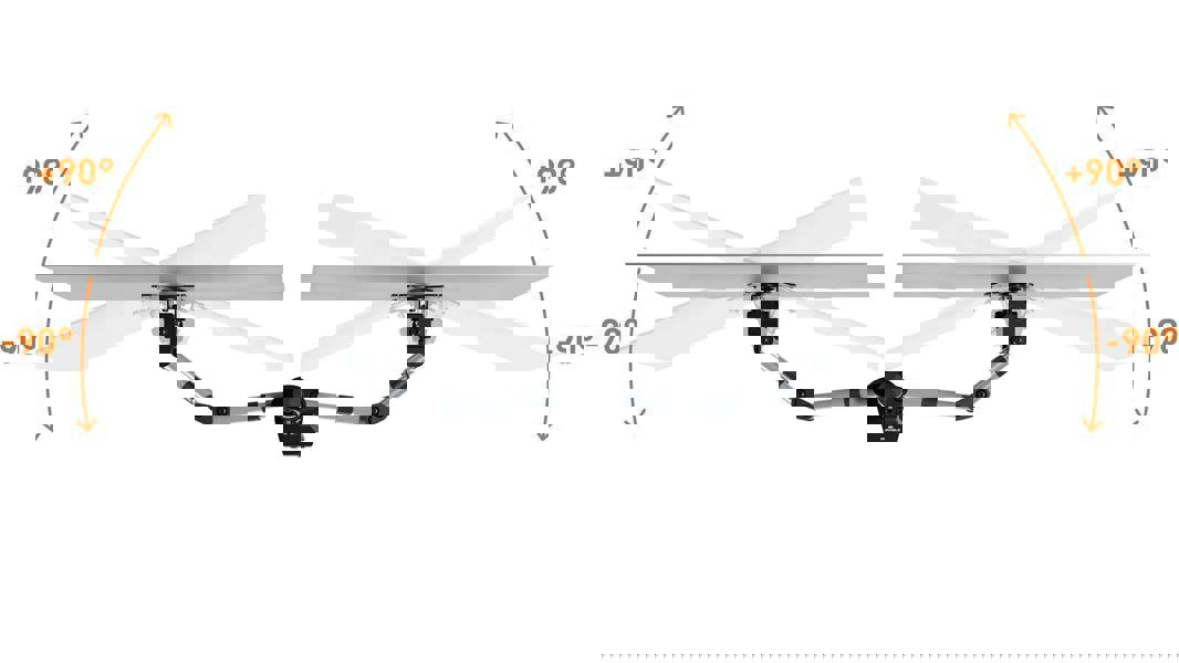 Durable SELECT Monitor Mount Desk Clamp for 2 Screens | 13 - 27" | Gloss Silver