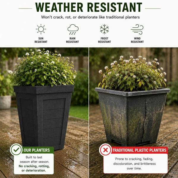 Nicoman Savana Black Plank Recycled Rubber Plant Pot