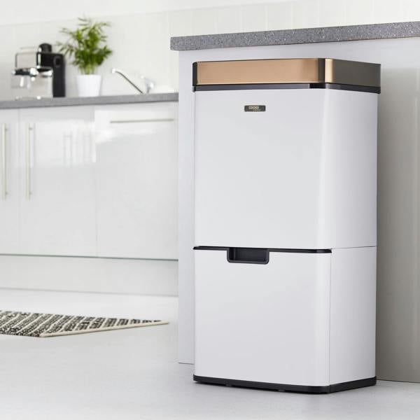 Cooks Professional 75L Sensor Recycling Bin with Food Caddy | White / Copper
