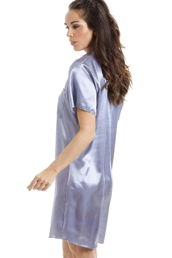Camille Women's Nightshirt Knee Length Satin Dress Ladies Nightwear