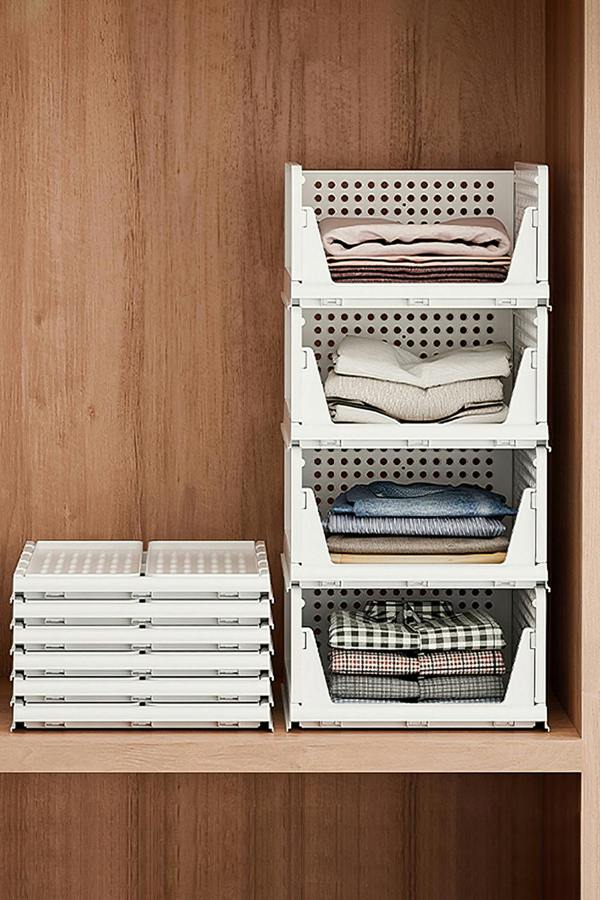 4pcs Stackable PP Pull-Out Wardrobe Organiser Drawers