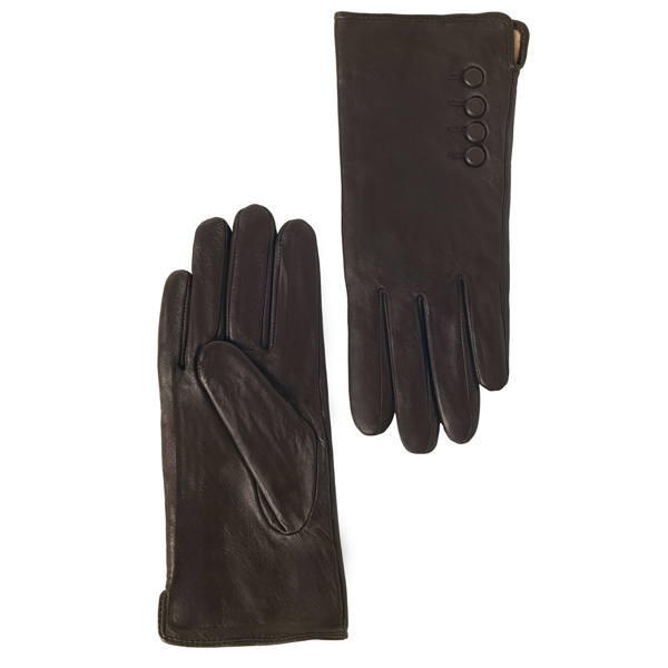 Quivano Womens Leather Gloves With 4 Button Detail