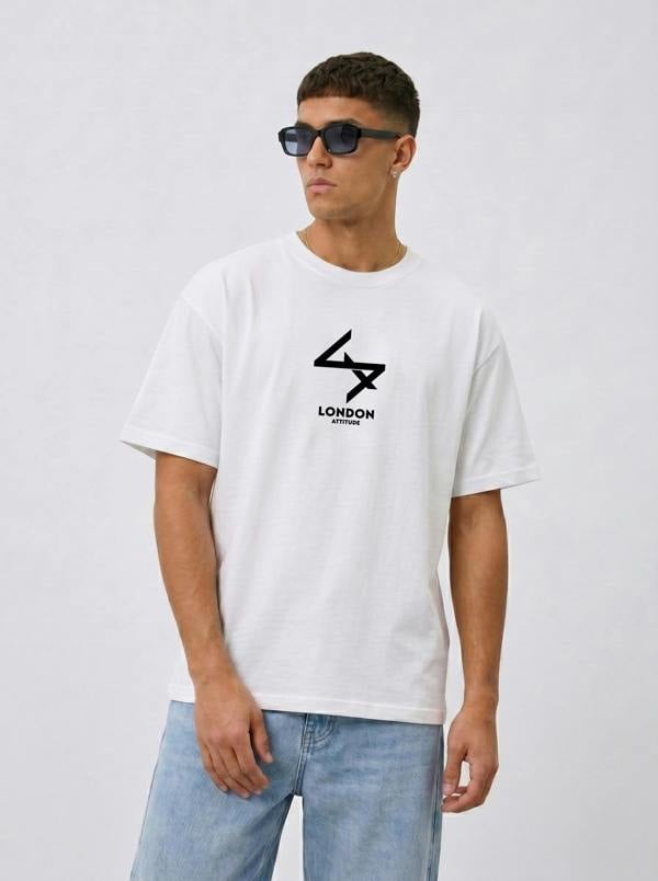 London Attitude Japanese Inspired Oversized Heavyweight Cotton White T-Shirt