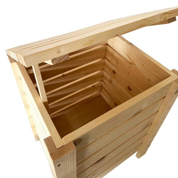 Core Products Narrow Slatted Storage Box with Lid, Pre-Sanded Pine