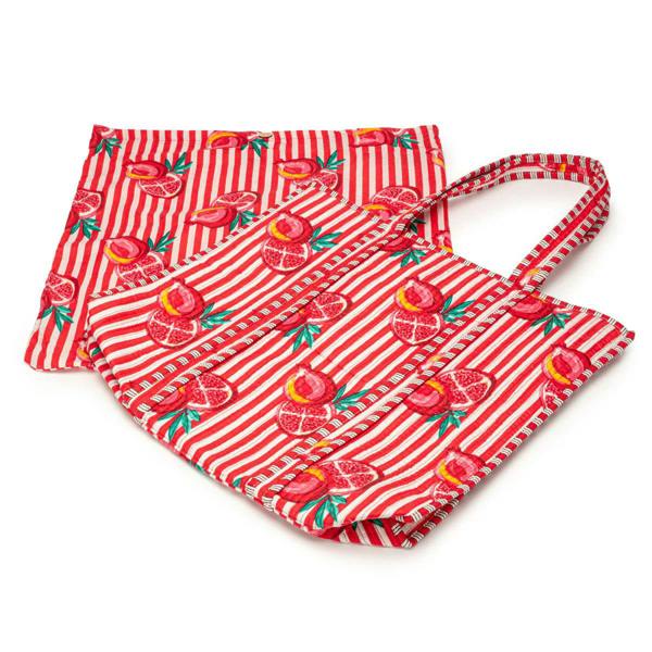 Elie Beaumont Serendipity Cotton Quilted Tote - Pink Pomegranate