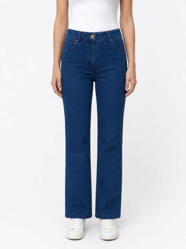 PennyPlain 5 Pocket Wide Leg Denim - Blue Wash Short