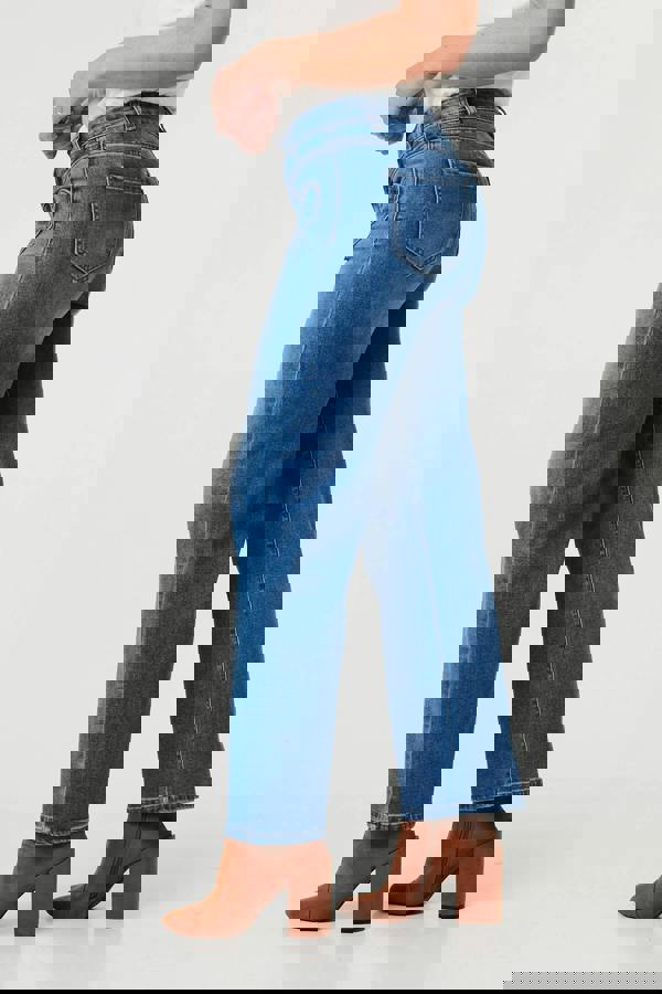 Blue | Heart Pocket Detail Straight Leg Jeans