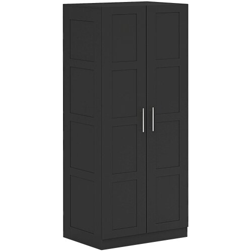 Wyld Haus Corarani Wooden Black 2 Door Wardrobe With Hanging Rail Internal Shelving