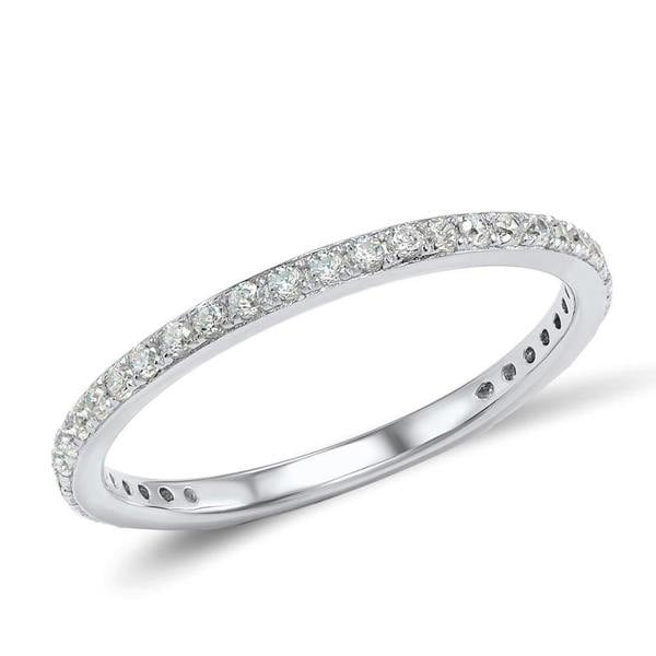 Skinny Sterling Silver Band Ring for Women with Cubic Zirconia Gemstones - namana.london