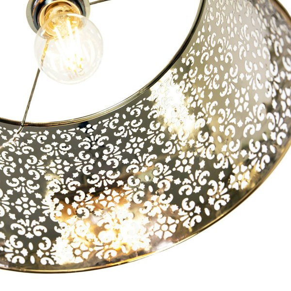 Marrakech Designed Shiny Gold Metal Pendant Light Shade with Floral Decoration Image 4