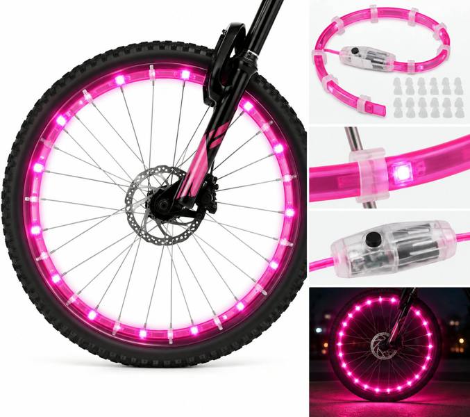 ATEK LED Bicycle Wheel Light Pink Waterproof Bike Spoke Safety Light
