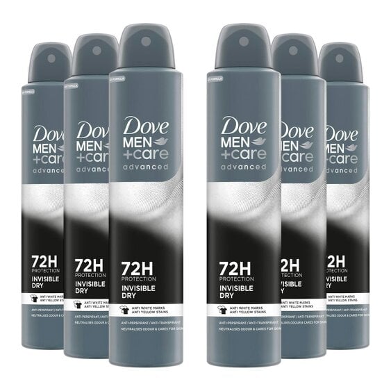 Dove Men+Care Dove Anti-Perspirant Men+Care Advanced Invisible Dry 72H Protection Deo, 6x200ml