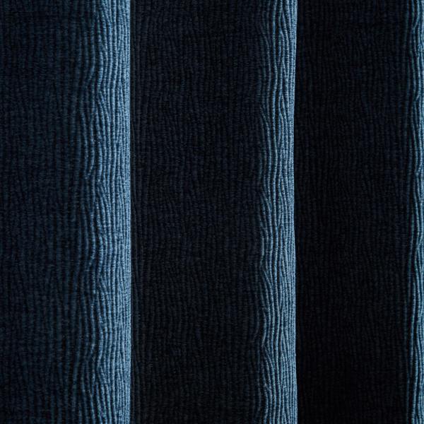 Catherine Lansfield Crinkle Chenille Lined Eyelet Curtains Blue