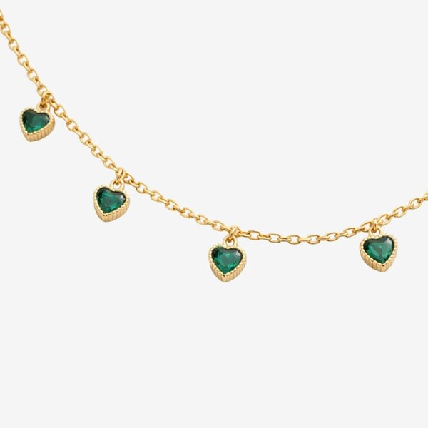 Uchi & Soto Kokoro Green Heart Gold Necklace