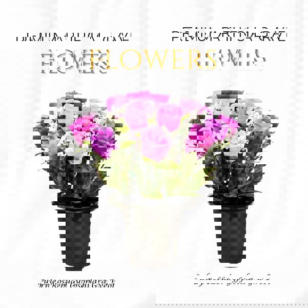 Memorials Direct Premium Artificial Grave Flowers – 25cm Purple Rosebud With Gypsophila | Memorial Vase Pot