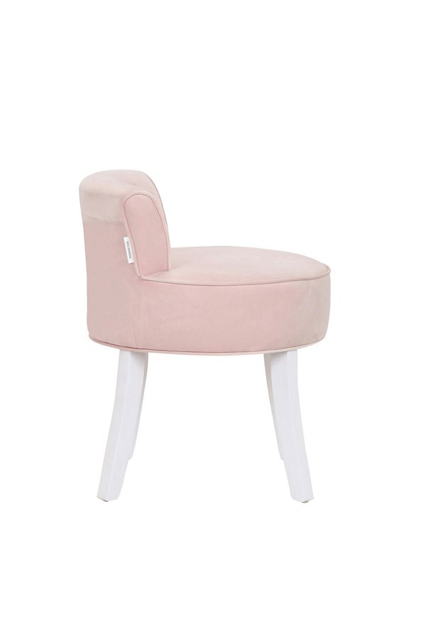 Living and Home Pink Velvet Soft Seat Low Back Dressing Footstool with White Legs