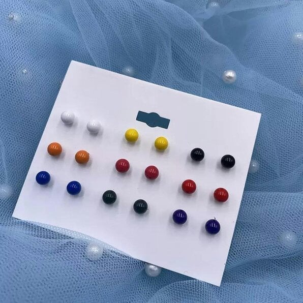 The Colourful Aura Multicolour Shine Unisex Round Ball Minimalist Summer Everyday Studs Earrings
