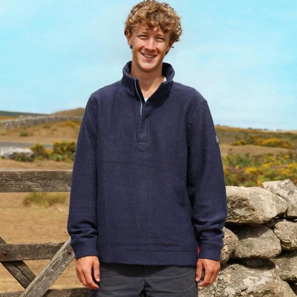 Lazy Jacks LJ703 - Men's 1/4  Zip Textured Sweatshirt - Marine