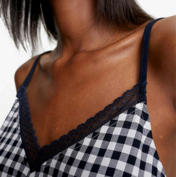 Tommy Hilfiger WOVEN CAMI PRINT Womens Top Heritage Gingham Desert Sky