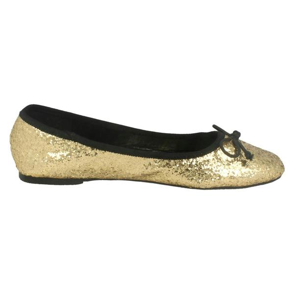Ladies Star Flat Glitter Ballerina Shoe F8894