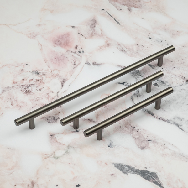 Handle & Home Gunmetal T-Bar Handles & Coordinating Pull Knob