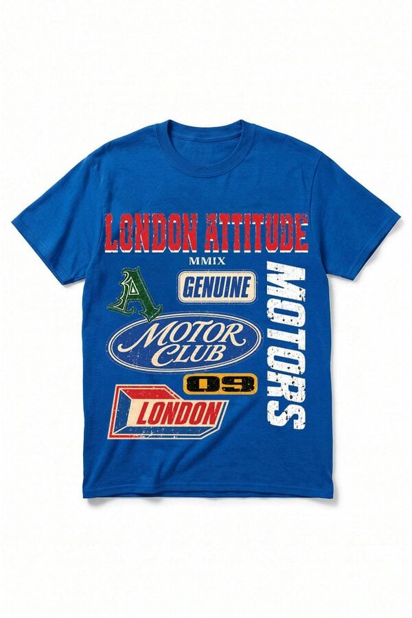 London Attitude Oversized Heavyweight Vintage Racing T-Shirt