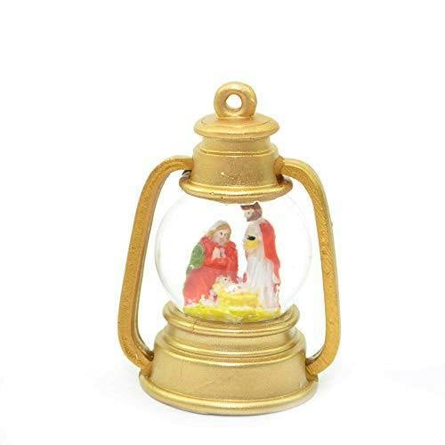 Small Gold Christmas Snow Globe Decoration with Nativity Scene in Lantern Style image 4