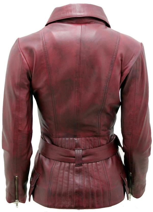 Infinity Leather Womens Long Leather Biker Jacket-Quito