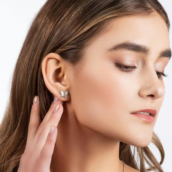 Butterfly Stud Earrings with Brushed Finish - namana.london