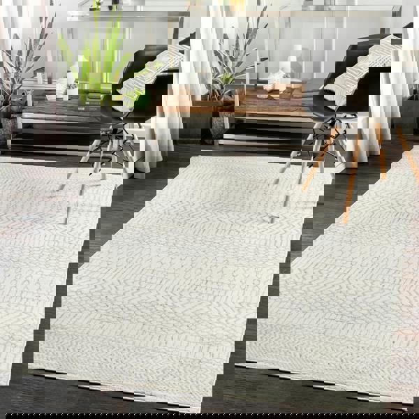 Livabliss Pisa-Geometric Grey Off-White Charcoal Rug