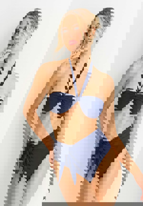 Gini London Navy Twist Front Halter Neck Bikini Top