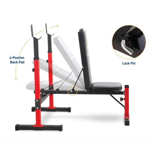 Marcy MWB5511 Folding Weight Bench With Adjustable Uprights & Backrest