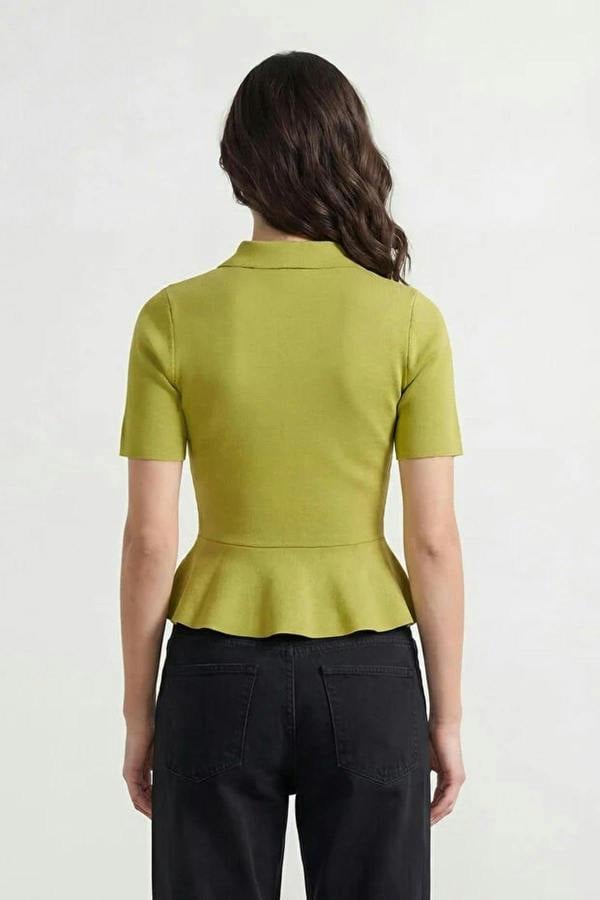 WOVCOR Fitted Waist Button Detail Blouse