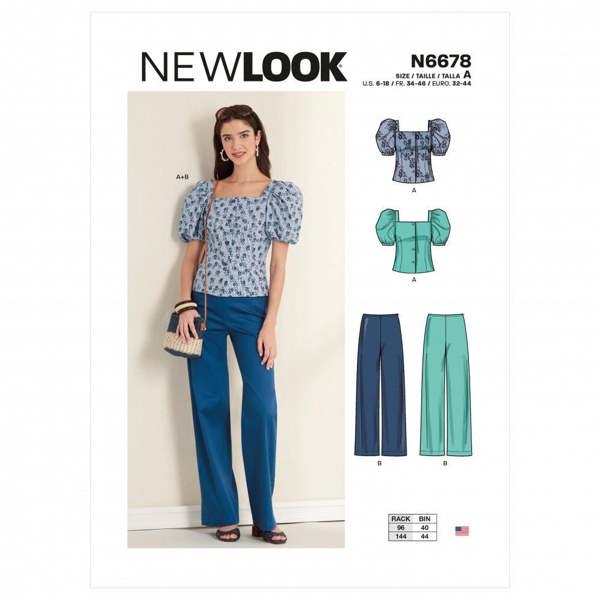 New Look Sewing Pattern 6678, Tops, Trousers for Women, A (6-8-10-12-14-16-18) - Intermediate