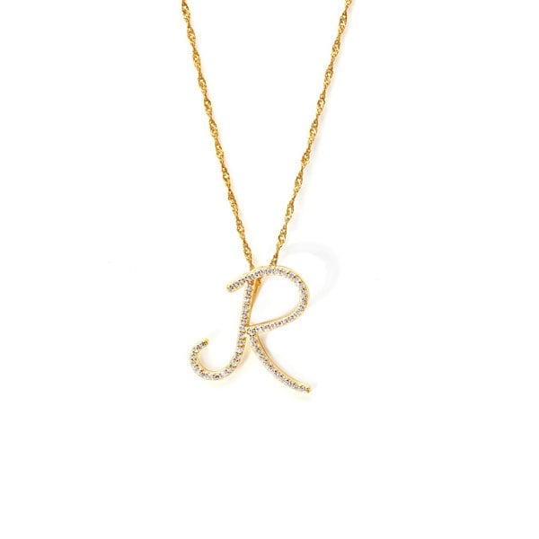 Say It With Luxe CZ Initial Necklace - Yellow Gold Plated