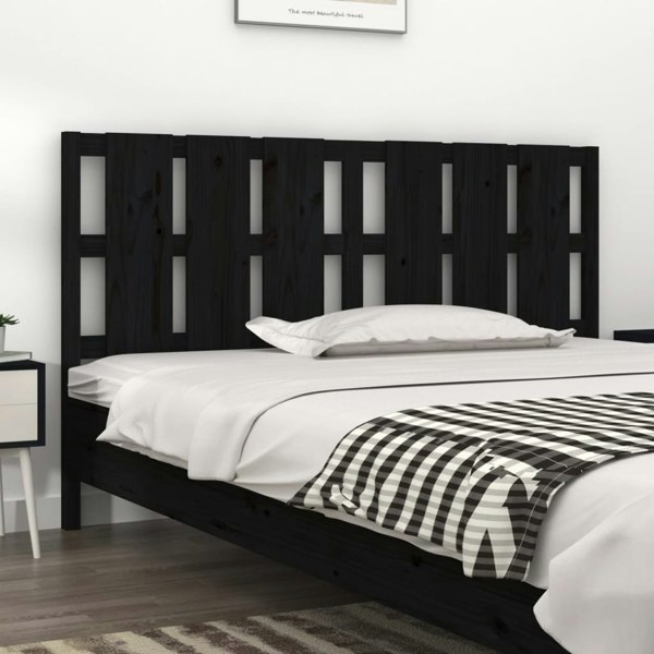 Berkfield Bed Headboard Black 185.5x4x100 cm Solid Wood Pine