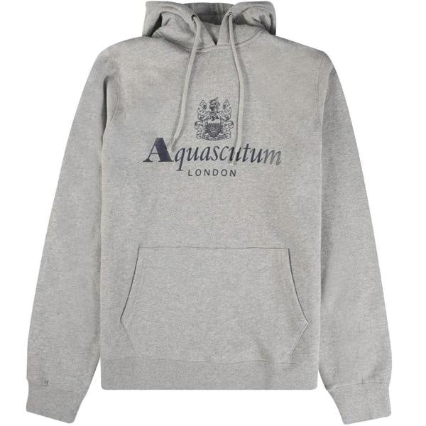 Aquascutum Mens Active Big Logo Hoodie - Light Grey - 