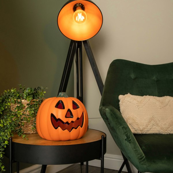 Samuel Alexander 21cm Battery Operated Light up Pumpkin Lantern with Multi-Coloured LEDs