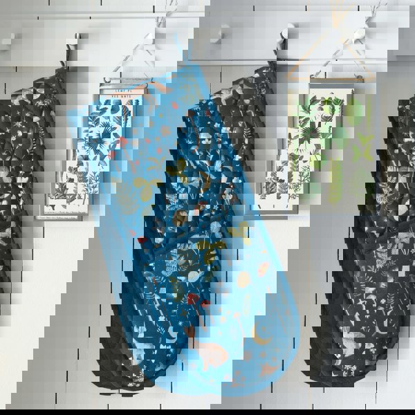 Catherine Lansfield Enchanted Twilight Animals Cotton Kitchen Double Oven Glove Navy Blue