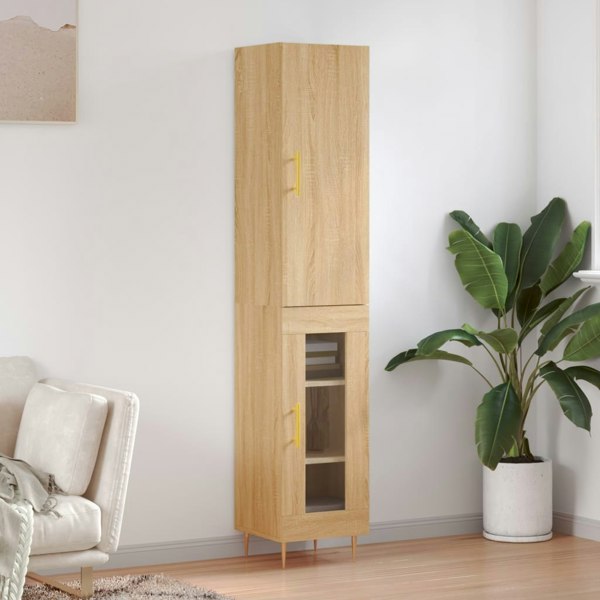 Berkfield Highboard Sonoma Oak 34.5x34x180 cm Engineered Wood