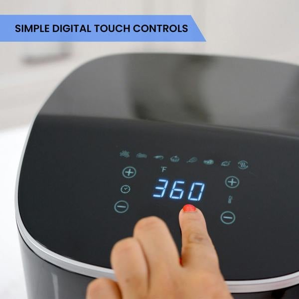 Total Chef 4.8L Electric Air Fryer Digital Touchscreen Controls 8 Cooking Presets Programmable Timer