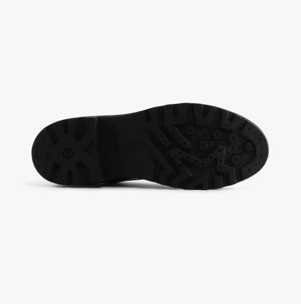 GEOX JR CASEY Girls Patent Brogue School Shoes Black