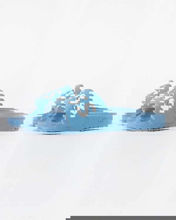 BOSS Orange Aryeh Mens Italian-Made Slides With Large Logo Detail - Turquoise/Aqua 445