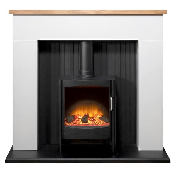 Adam Innsbruck Stove Fireplace in Pure White with Keston Electric Stove, 45 Inch