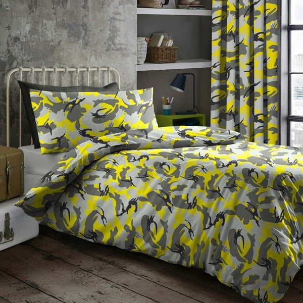 Velosso Modern Bedding Cotton Blend Blue Camo Duvet Cover & Pillowcase Set with Stylish Bedroom Decor