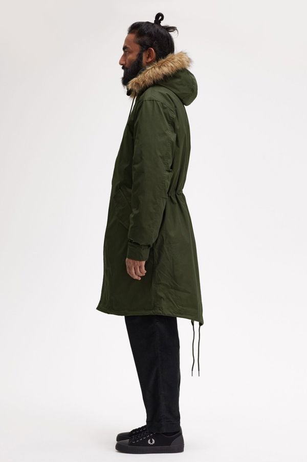 Fred Perry Hooded Parka Jacket - Green