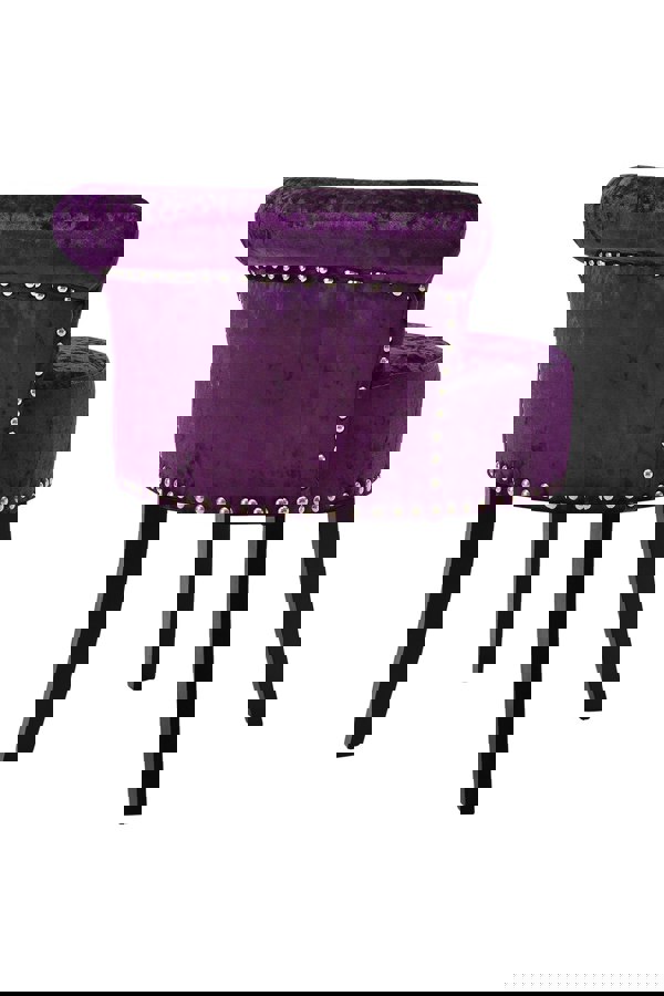 Living and Home Luxury Ice Velvet Dark Purple Upholstery Dressing Stool